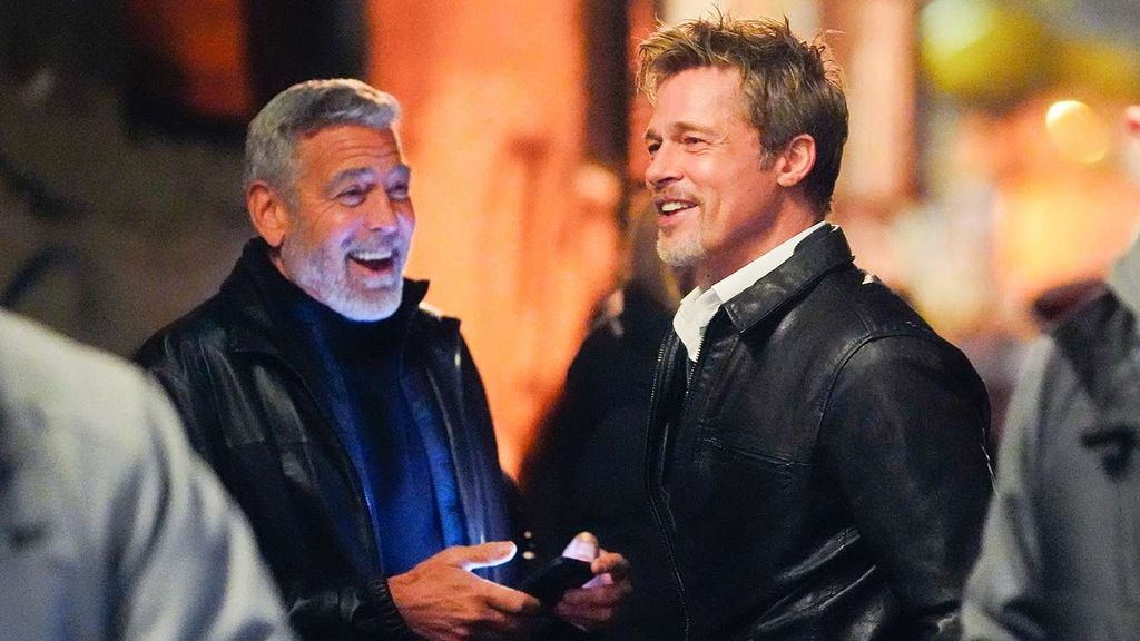 George Clooney and Brad Pitt, during the filming of 'Wolfs'.