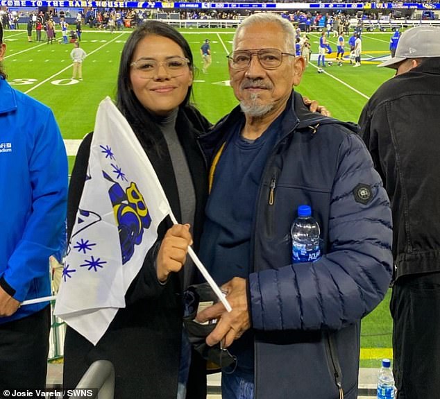 Josie with her father after losing 10 kilos during the pandemic