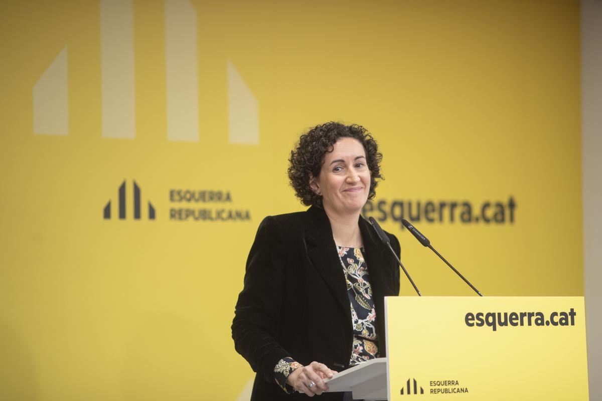 La secretaria general de ERC, Marta Rovira, durante una conferencia para hacer balance de su mandato de más de trece años al frente de la dirección del partido.