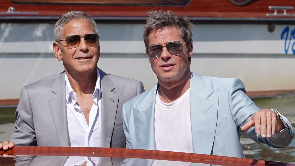 Brad Pitt and George Clooney in Venice.