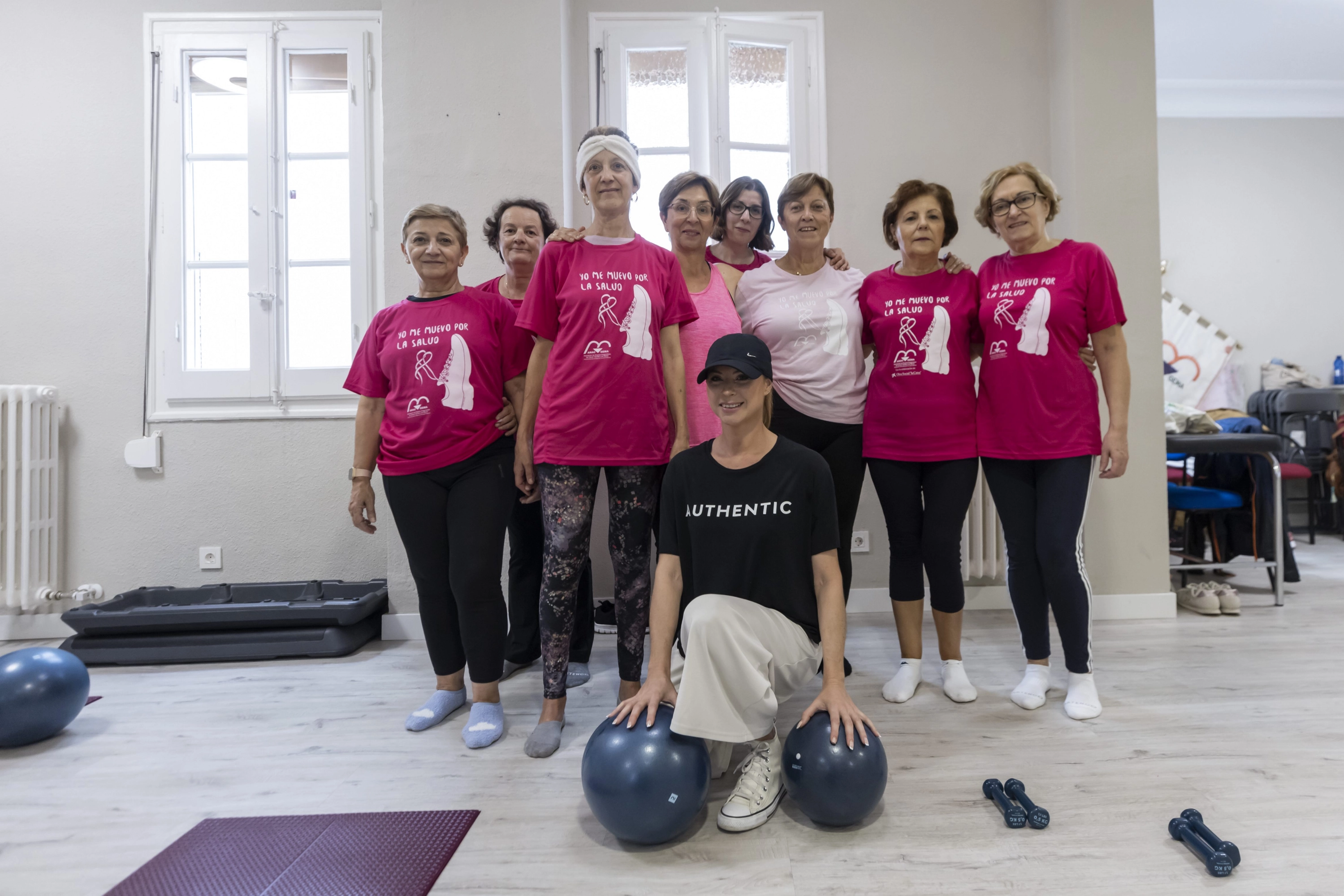 Participants in an exercise session at the Amac-Gema headquarters, with their instructor, this week.